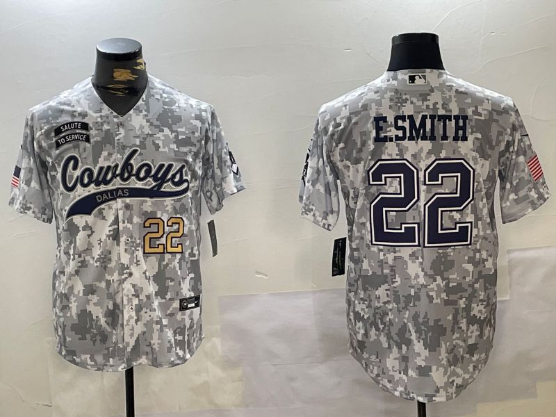 Men Dallas Cowboys #22 E.Smith Nike Arctic Camo 2024 Salute to Service Limited NFL Jersey style 2->dallas cowboys->NFL Jersey